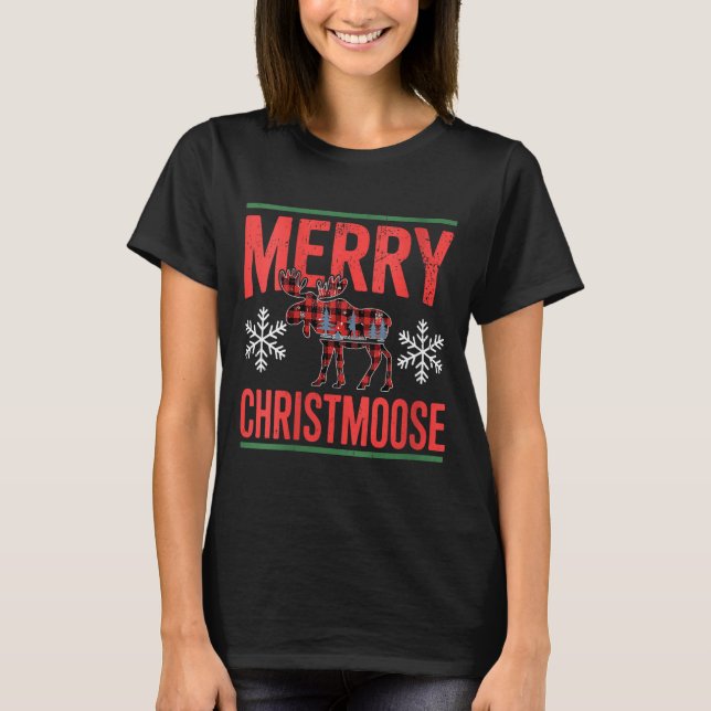 Womens Merry Christmoose Holiday Moose Ugly Sweate T Shirt (Framsida)