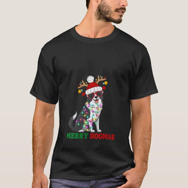 Womens Merry Dogmas Funny Border Collie Dog Christ T Shirt (Framsida)