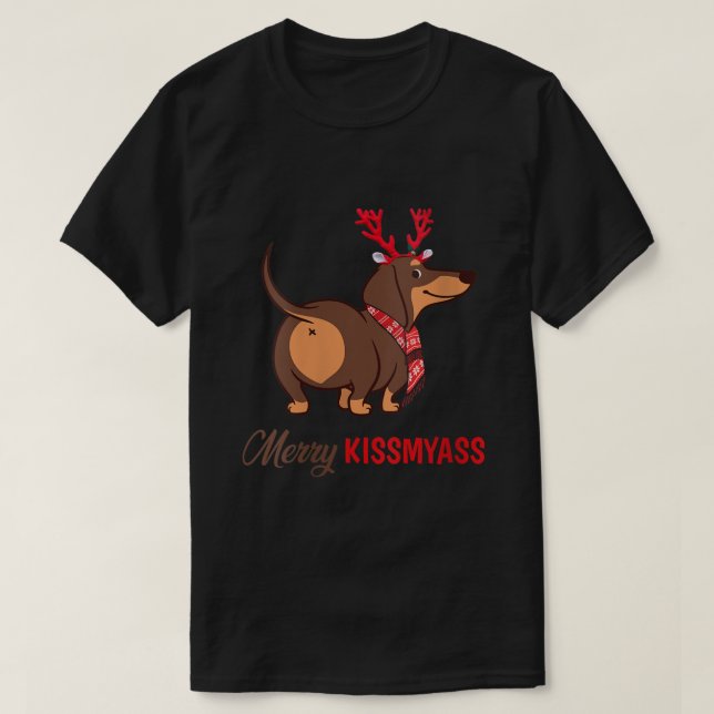 Womens Merry Kissmyass Funny jul Reindeer Da T Shirt (Design framsida)