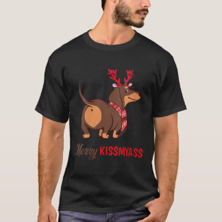 Womens Merry Kissmyass Funny jul Reindeer Da T Shirt