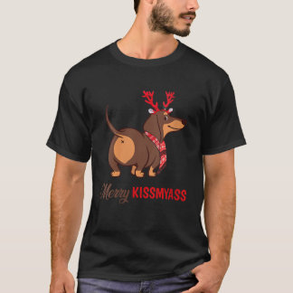 Womens Merry Kissmyass Funny jul Reindeer Da T Shirt