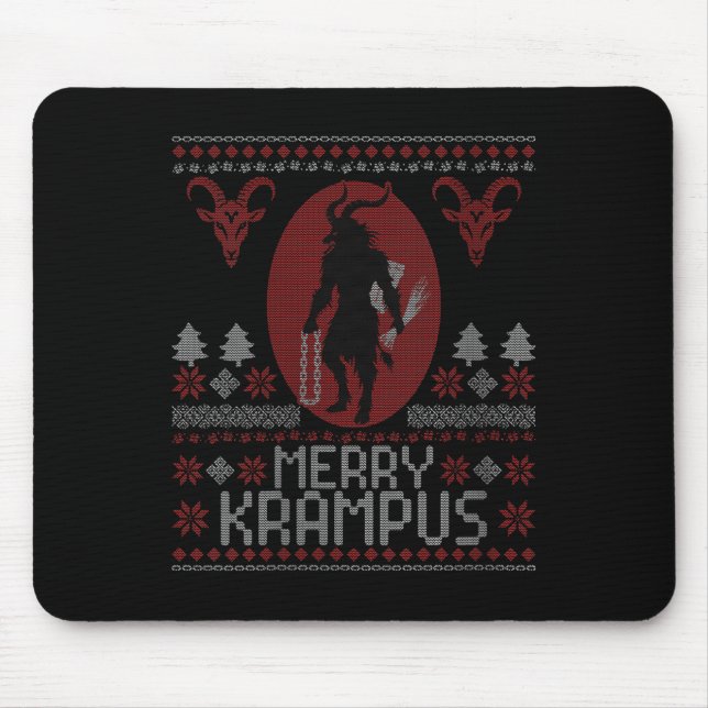 Womens Merry Krampus Horror Creepy Evil Funny Ugly Musmatta (Framsidan)