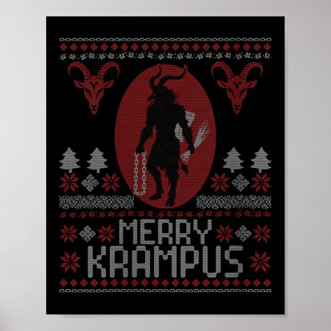 Womens Merry Krampus Horror Creepy Evil Funny Ugly Poster (Framsidan)