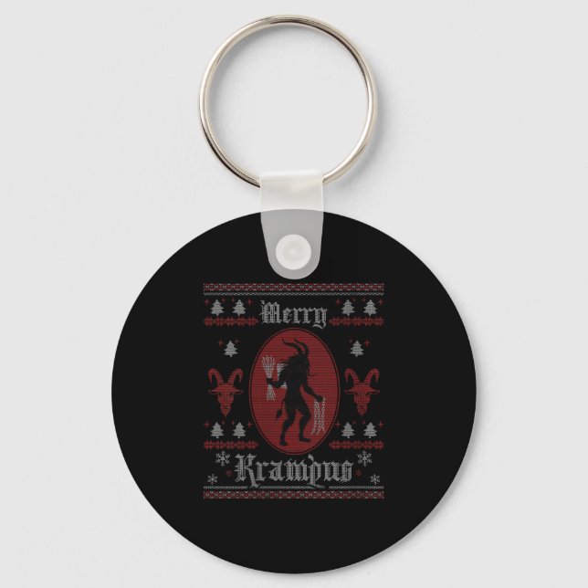 Womens Merry Krampus Horror Soky Evil Funny Ugly C Nyckelring (Framsida)