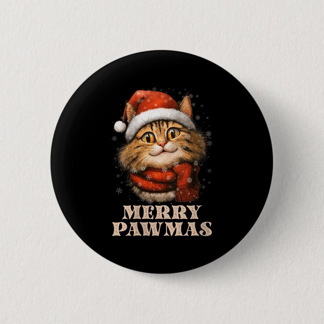 Womens Merry Pawmas Funny Santa Cat Christmas For  Knapp (Framsida)