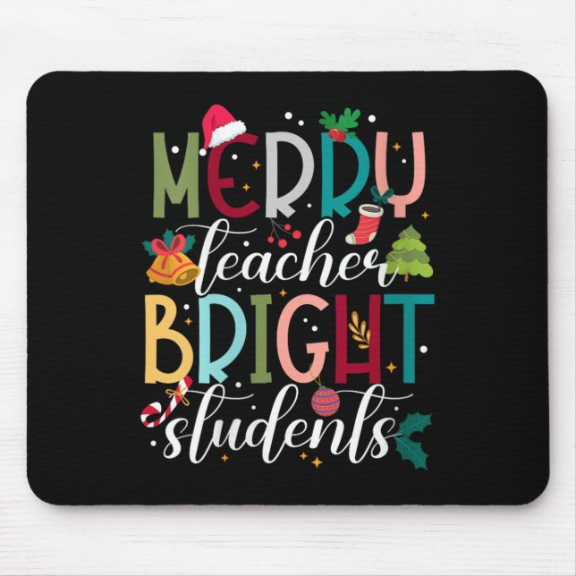 Womens Merry Teacher Bright Students Christmas Hol Musmatta (Framsidan)