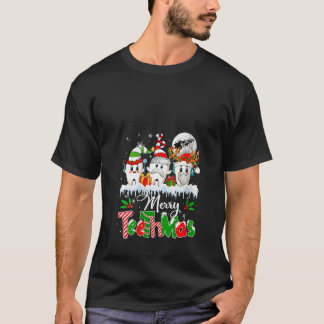 Womens Merry Teethmas Julafton Three Santa Elf Rei T Shirt
