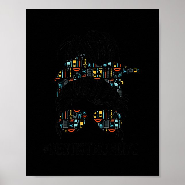 Womens Messy Bun Life of a dentist Mamma Mor Poster (Framsidan)