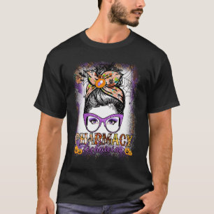 Womens Messy Bun Pharmacy Technician Pharmacer Ha T Shirt
