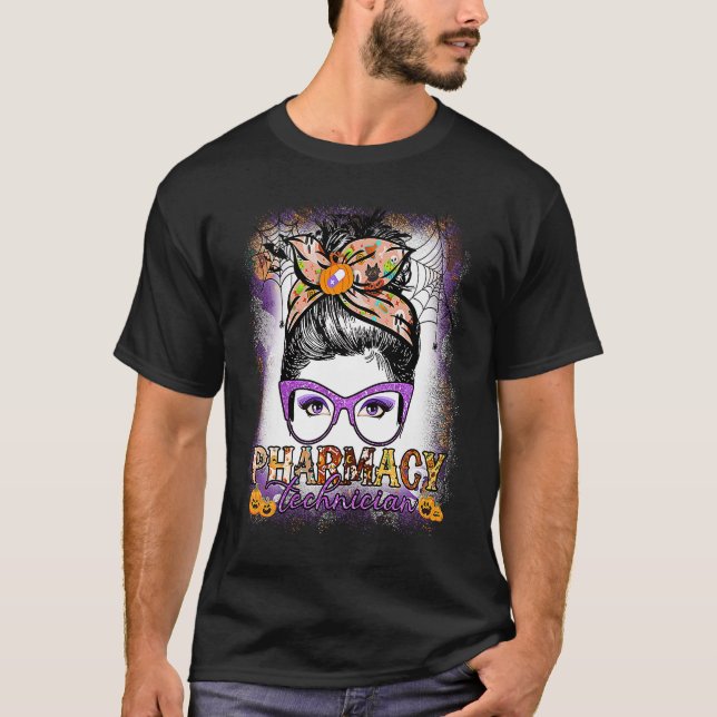 Womens Messy Bun Pharmacy Technician Pharmacer Ha T Shirt (Framsida)