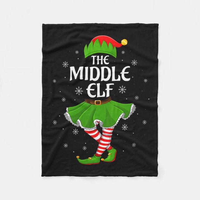 Womens Middle Elf Christmas Family Girls Women Elf Fleecefilt (Framsidan)