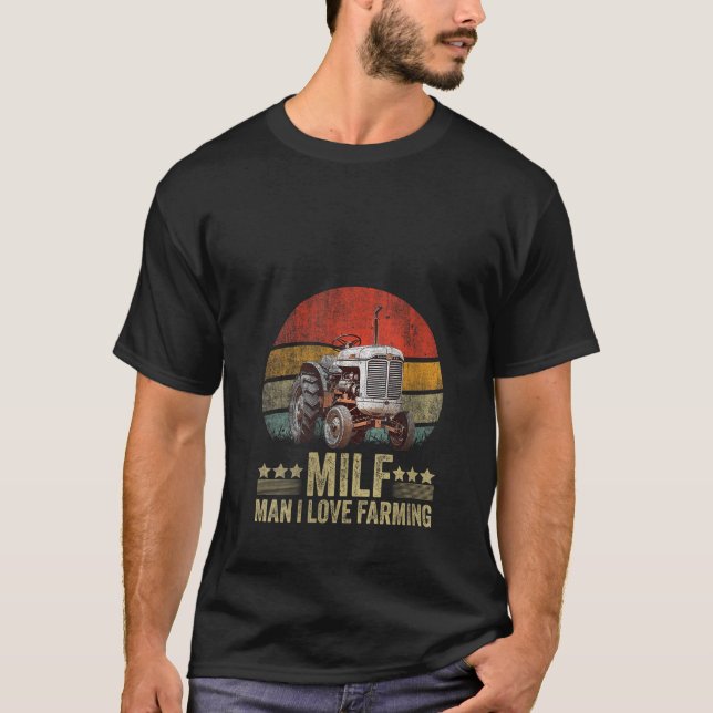 Womens MILF Man I Kärlek Farming Funny Retro Vinta T Shirt (Framsida)