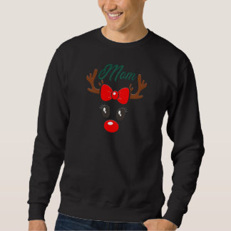 Womens Mom  Elk Moose  Reindeer Antlers Lång Ärmad Tröja