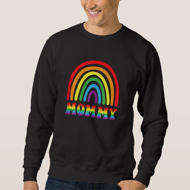 Womens MOMMY Rainbow LGBT Flag Gay Pride Month Les Lång Ärmad Tröja (Framsida)