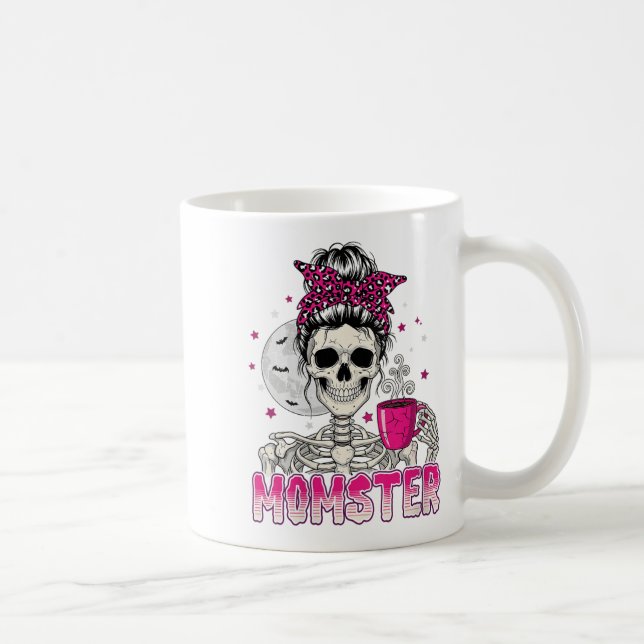Womens Momster Skull Mamma Coffee Älskare Hallowee Kaffemugg (Höger)