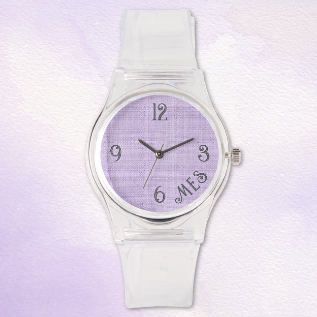 Women's Monogram Lavender Clear Silicone Watch Armbandsur (Skapare uppladdad)