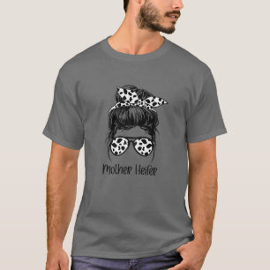 Womens Mor Heifer Cow Älskare Farmer Mamma Messy B T Shirt