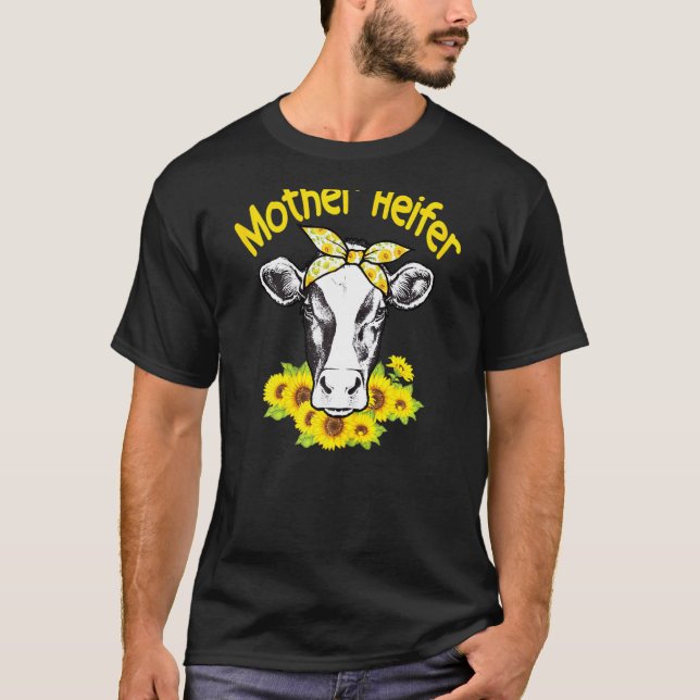 Womens Mor Heifer Farmer Solros Farm Mamma Cow T Shirt (Framsida)