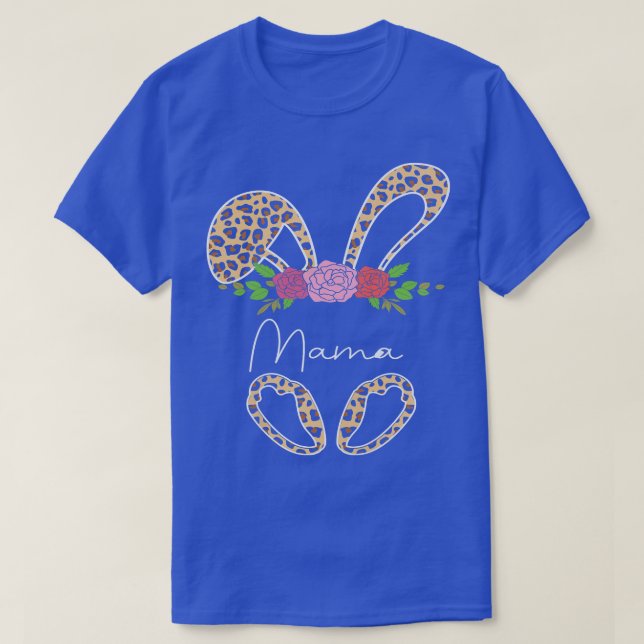 Womens Mors dag, Leopard Bunny Mamma Flower Eas T Shirt (Design framsida)