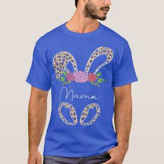 Womens Mors dag, Leopard Bunny Mamma Flower Eas T Shirt