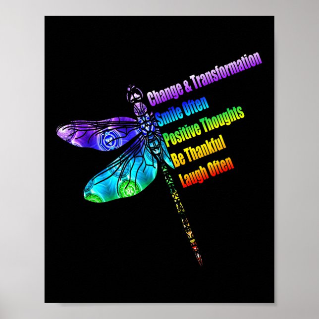 Womens Motivational Insration Gift Dragonfly  Poster (Framsidan)