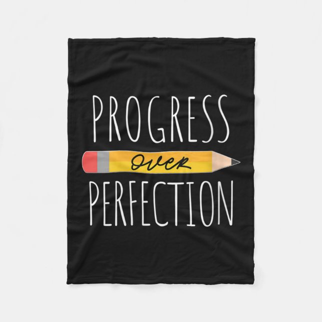 Womens Motivational Progress Over Perfection Back  Fleecefilt (Framsidan)