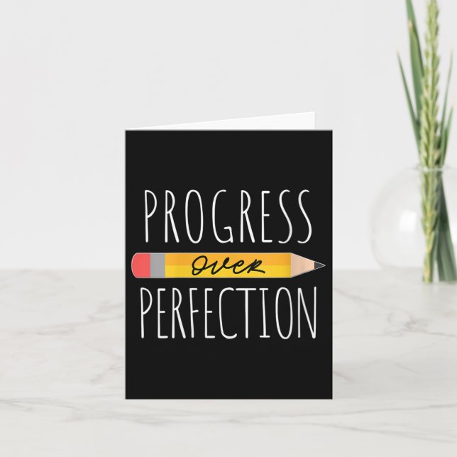 Womens Motivational Progress Over Perfection Back  Kort (Framsida)