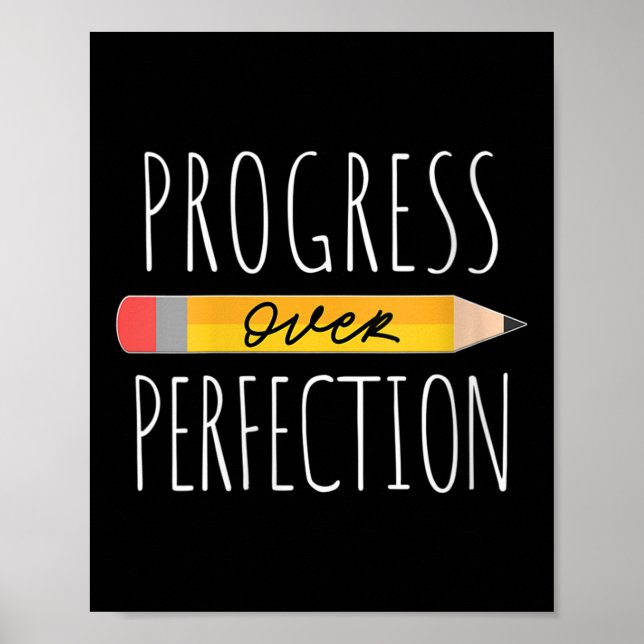 Womens Motivational Progress Over Perfection Back  Poster (Framsidan)