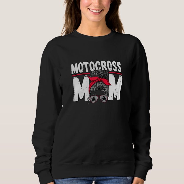 Womens Motocross Mamma Messy Bun Dirt Bike Rider T Shirt (Framsida)