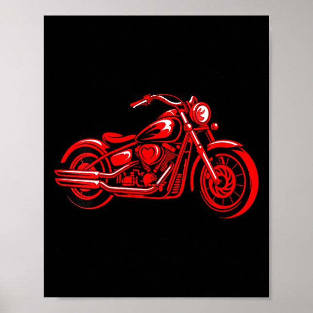 Women's Motorcycle Heart Biker Valentines Day Ride Poster (Framsidan)