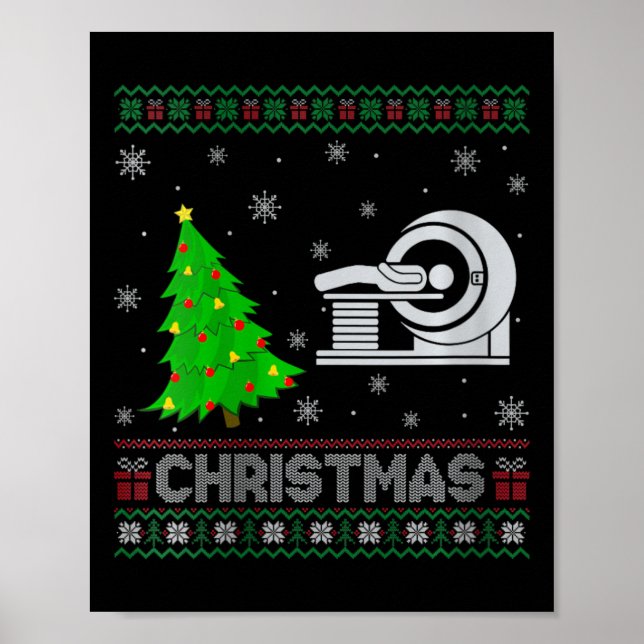 Womens Mri Tech Julafton Träd Lighting Ugly God ju Poster (Framsidan)