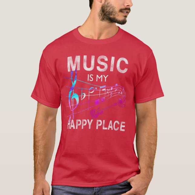 Womens Music Is My Happy Place Inspiring Music Nov T Shirt (Framsida)