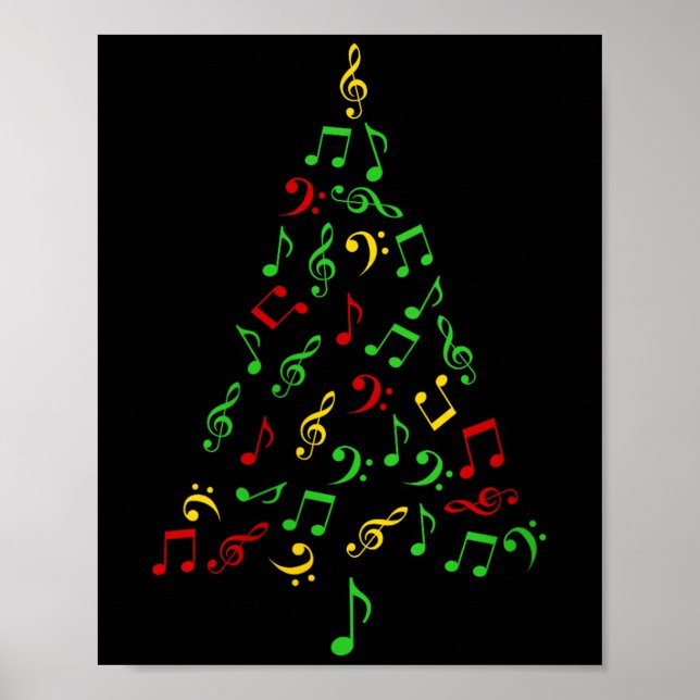 Womens Music Notes Christmas Tree Pajamas Music Lo Poster (Framsidan)