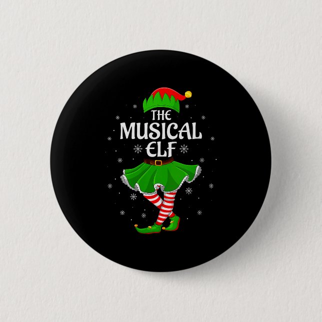 Womens Musical Elf Christmas Family Girls Women El Knapp (Framsida)