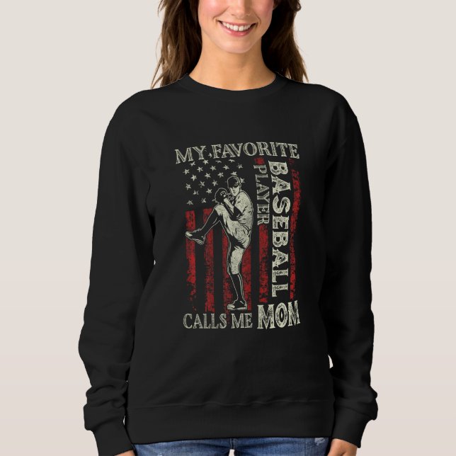 Womens My Favorite Baseball Player Calls Me Mom US T Shirt (Framsida)