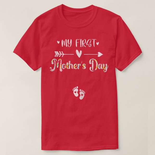 Womens My First Mother's Day Pregnancy Announcemen T Shirt (Design framsida)