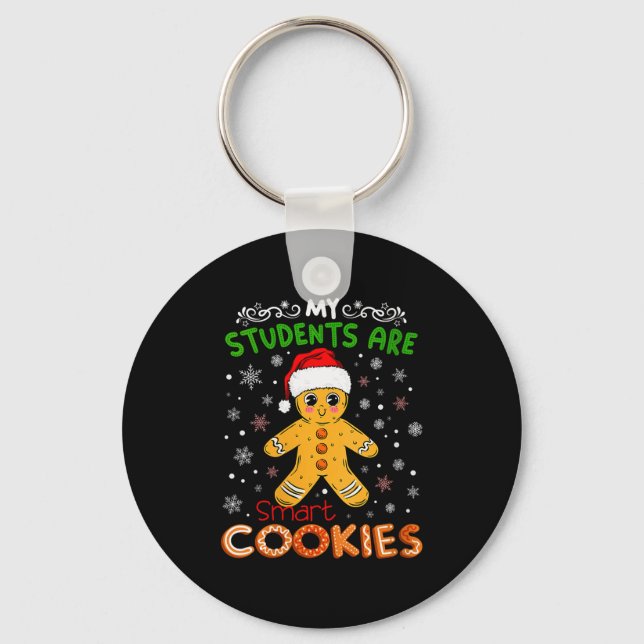 Womens My Students Are Smart Cookies Christmas Gin Nyckelring (Framsida)
