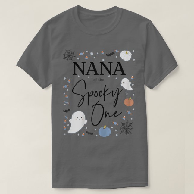 Womens Nana of the Spooky One First Birthday Blue  T Shirt (Design framsida)