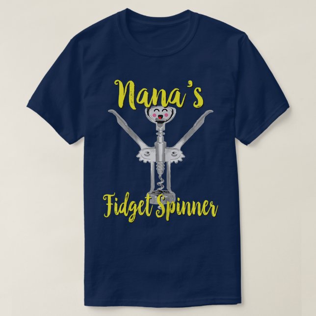 Womens Nanas Fidget Spinner Vin Corkskruv Funny T Shirt (Design framsida)