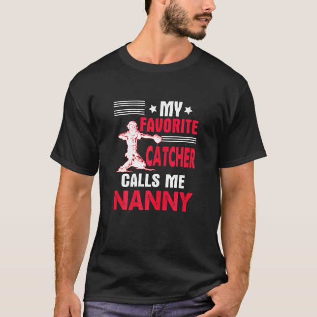 Womens Nanny Catcher Baseball Softball Grandma Dis T Shirt (Framsida)
