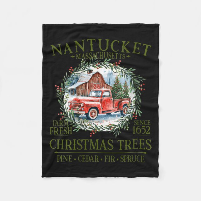 Womens Nantucket Ma Farm Fresh Christmas Trees Gre Fleecefilt (Framsidan)