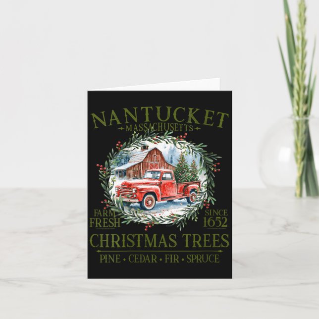 Womens Nantucket Ma Farm Fresh Christmas Trees Gre Kort (Framsida)