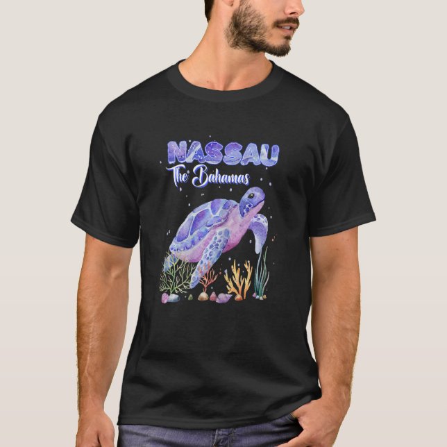 Womens Nassau Bahamas Sea Turtle Snorkel Scuba T Shirt (Framsida)