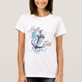 Women's Nautical Nauti Girl Blue Mermaid Tshirt T Shirt