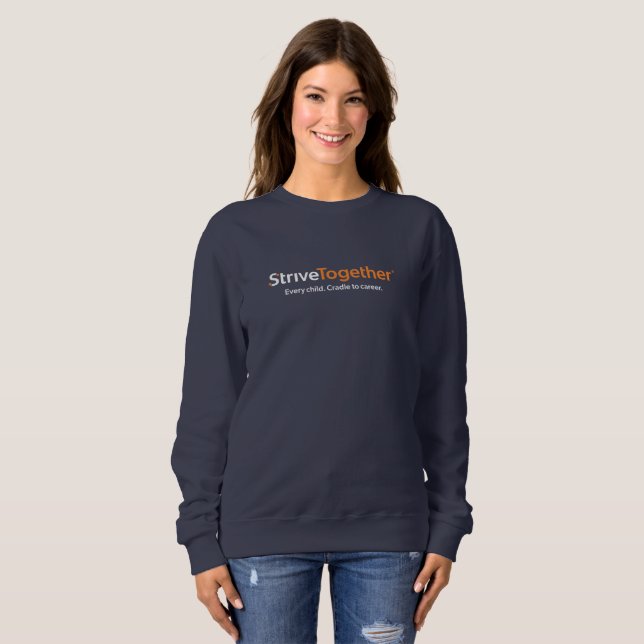 Women's Navy Sweatshirt T Shirt (Hel framsida)