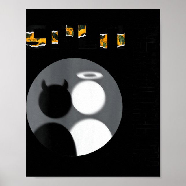 Womens New Split Ity Cool Angel Devil V-neck  Poster (Framsidan)