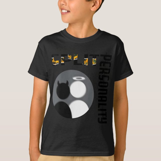 Womens New Split Ity Cool Angel Devil V-neck  T Shirt (Framsida)