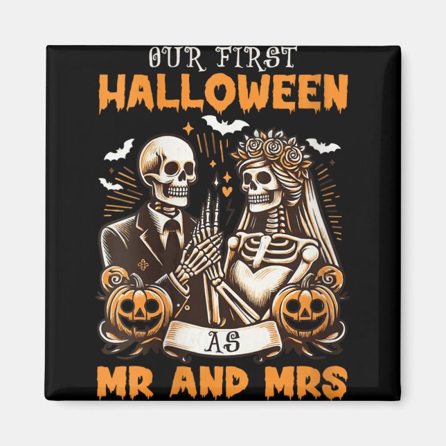 Womens New Wife And Husband Our First Halloween As Magnet (Framsidan)