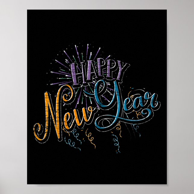 Womens New Years Eve Celebration Confetti Firework Poster (Framsidan)
