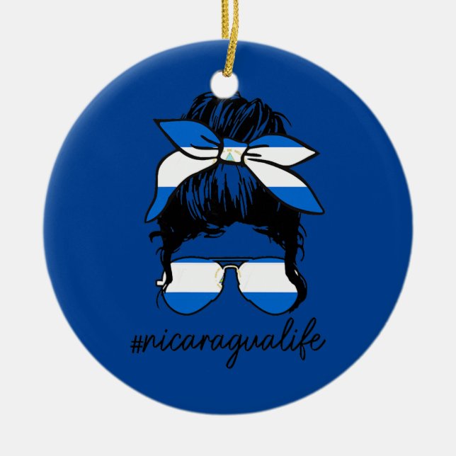 Womens Nicaragua Life Nicaragua Flagga Pride Girl Julgransprydnad Keramik (Framsidan)